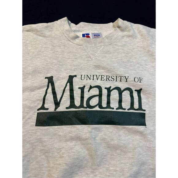 Vintage 90s Russell Athletic University Of Miami Crewneck Sweater XXL High Cotto - Picture 4 of 8
